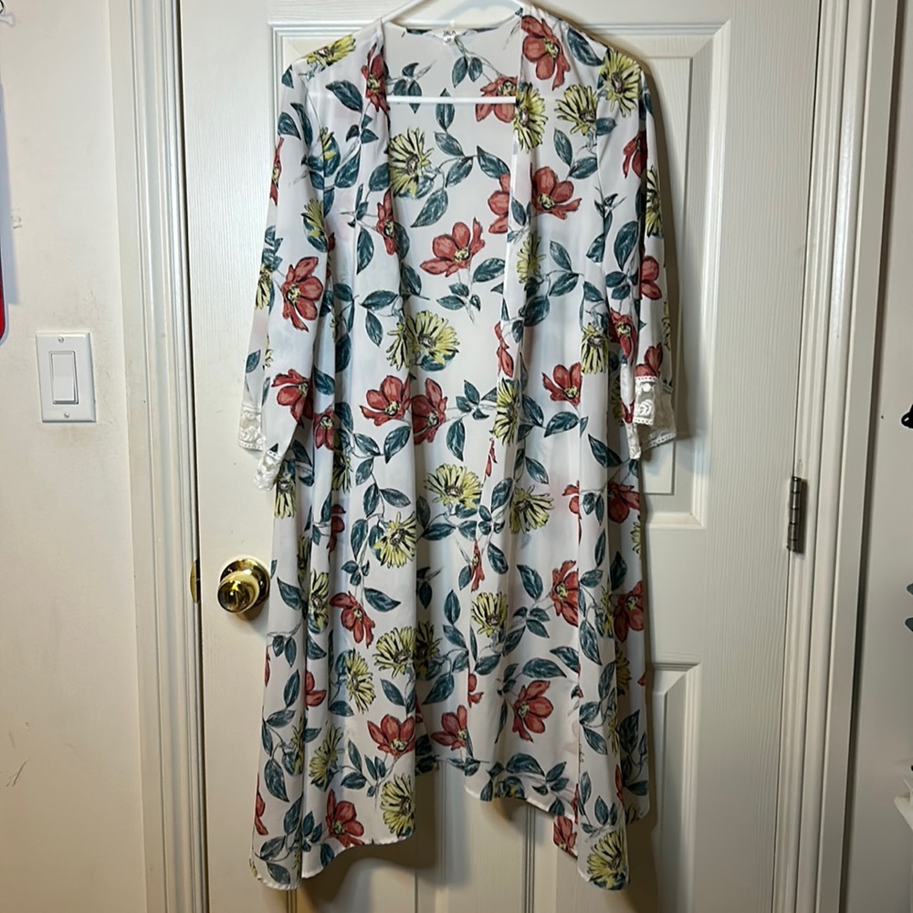 floral see through kimono